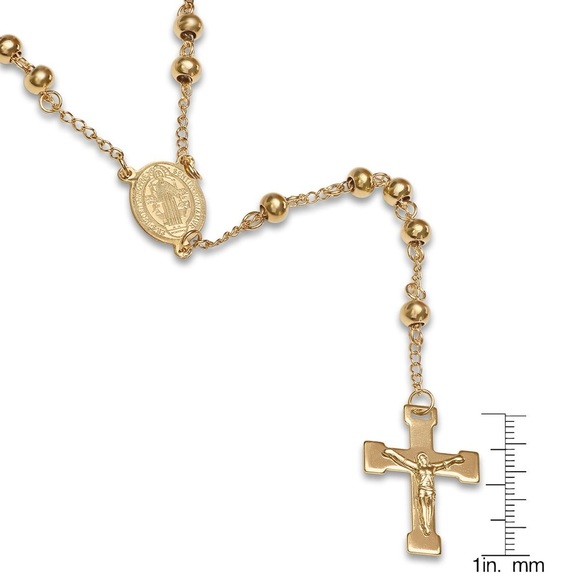 STEELTIME
Unisex 18K Gold Plated Stainless Steel Beaded Classic Rosary Necklace - Picture 3 of 6